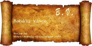 Babály Vince névjegykártya